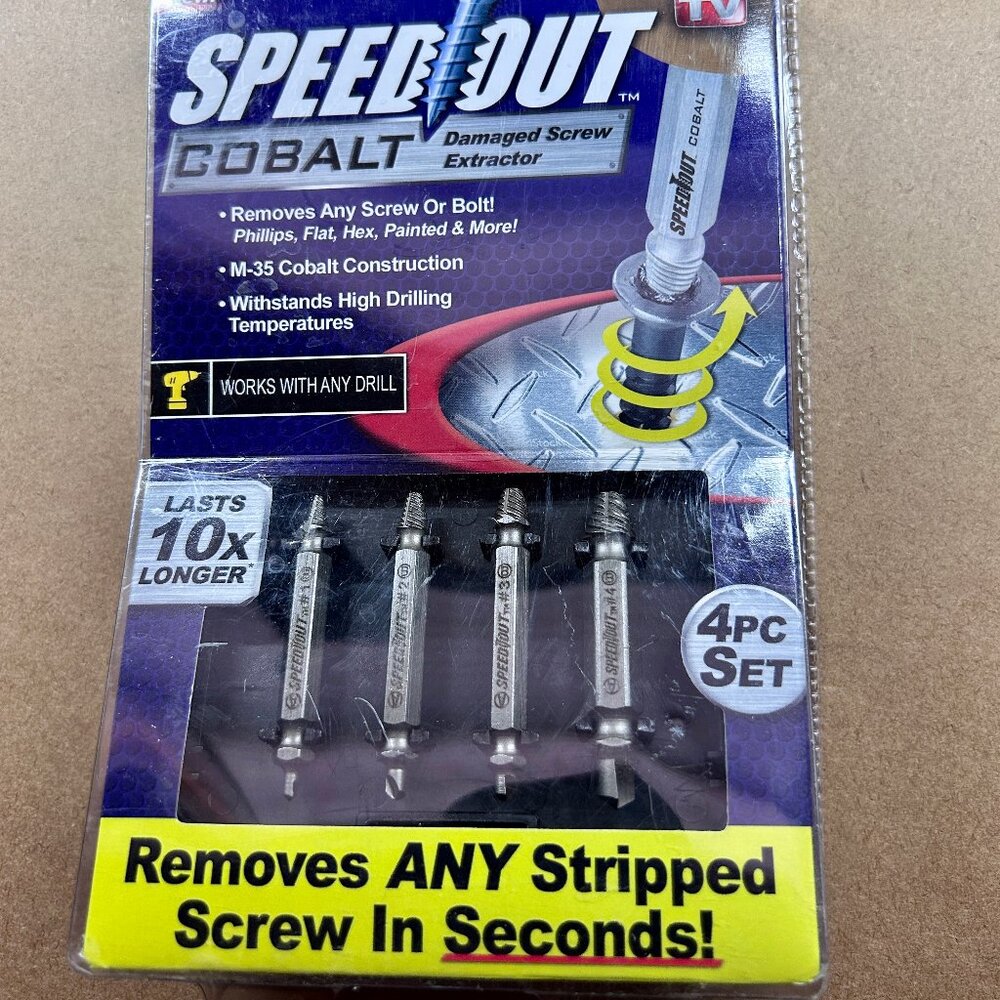 ONTEL 735541509209 SpeedOut Cobalt Damaged Screw Extractor Kit 4Pc Set **NEW**